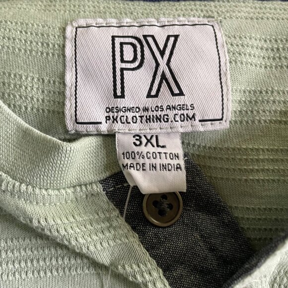 PX Mens Henly Striped Green Shirt Size 3XL Top u - Picture 8 of 10